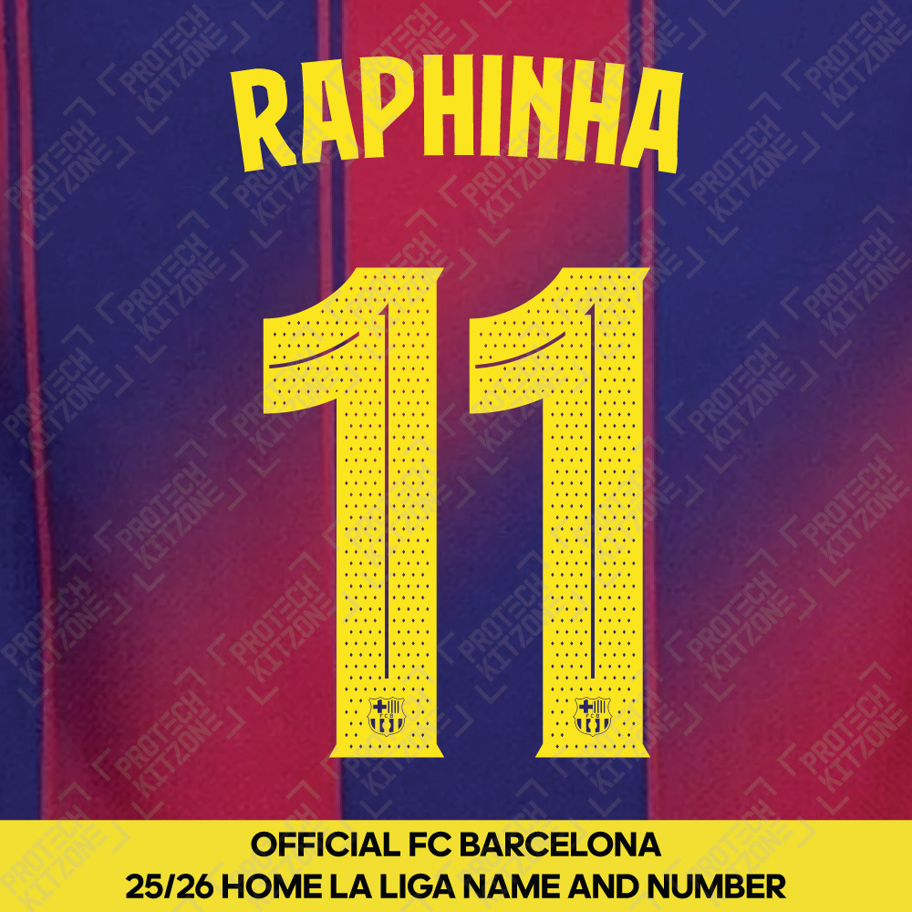 Raphinha 11 (Official FC Barcelona 2025/26 Home Name &